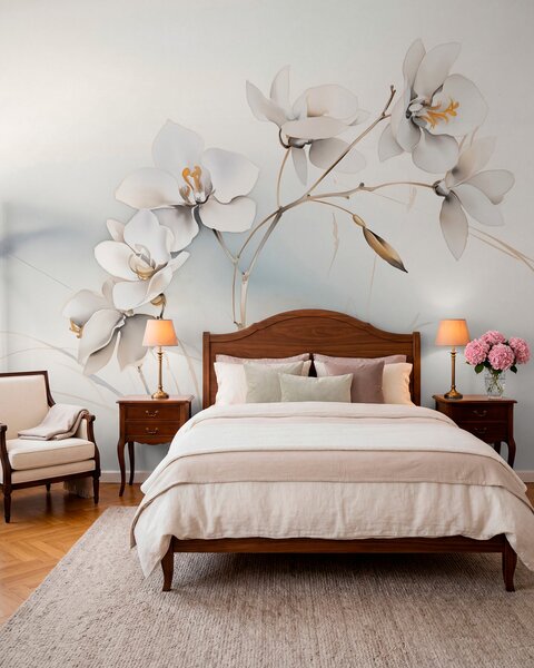Fotótapéta Fehér orchidea ág akvarell stílusban, Fotótapéta virágok és növények, w09022 : Uwalls.hu
