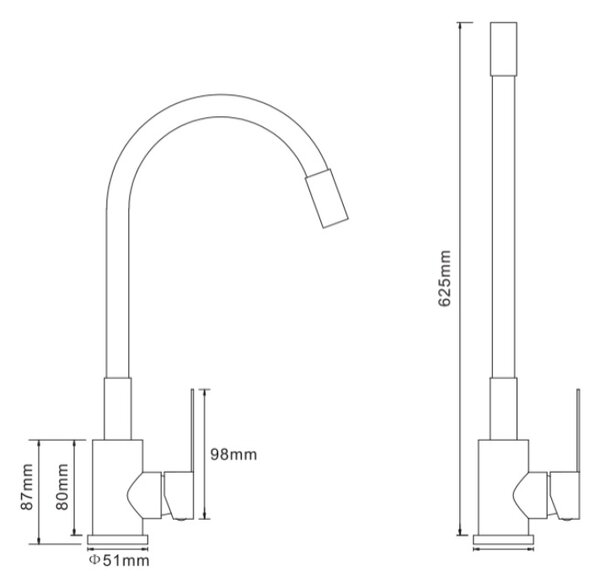 Gamma Flex 2000 Mosogató Álló Design Csaptelep - Rugalmas, Szürke