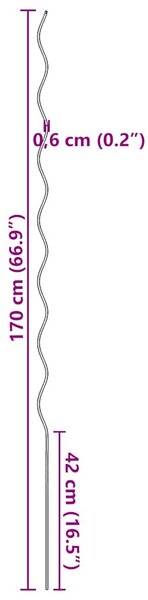 5 db spirál alakú horganyzott acél növény támaszték 170 cm