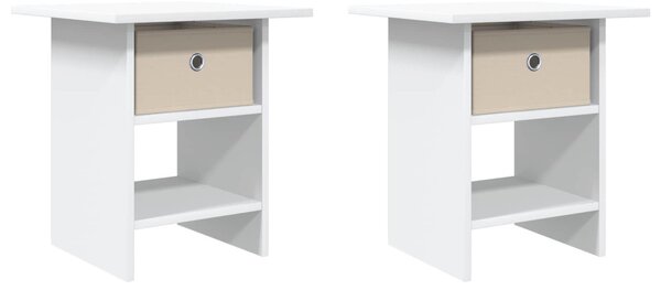 Éjjeli asztal fiókkal 2 pcs Fehér 41 x 40 x 45 cm Faanyag