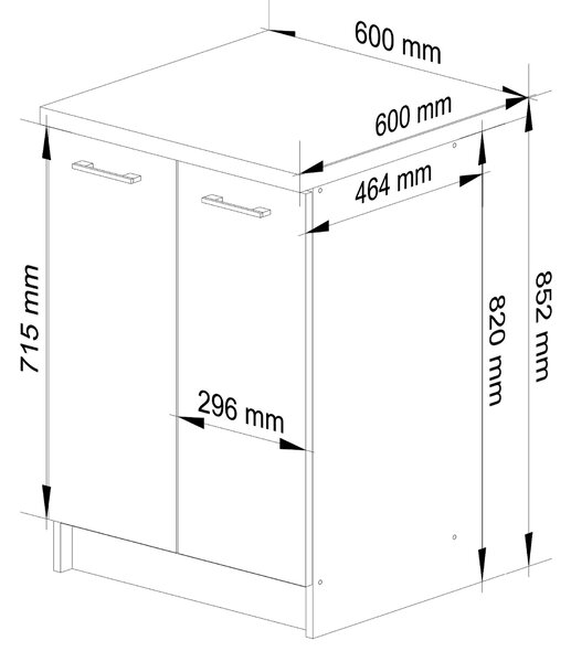 Alsó konyhaszekrény Organo 602D (fehér + grafit)