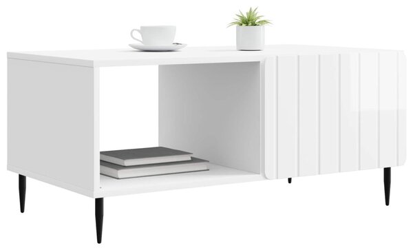 Dohányzóasztal Magasfényű Fehér 90 x 50 x 40 cm Szerelt Fa