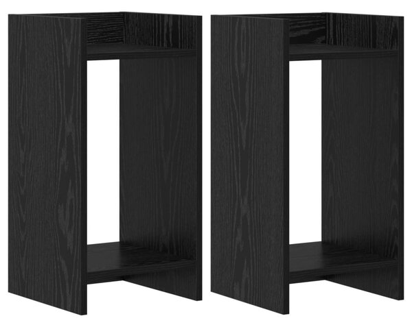 Növényállvány polcokkal Fekete Tölgy 30 x 30 x 60 cm Mérnöki fa