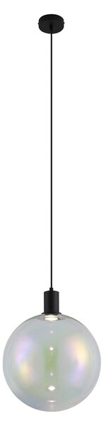 Design függőlámpa fekete szivárványos üveggel 35 cm - Mallon