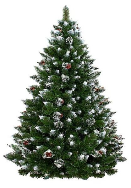 Műfenyő havas ágvéggel, tobozzal díszitve – több méretben rendelhető