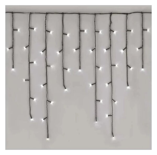 Kültéri LED-es jégcsap fényfüggöny (200 LED/3.6 méter) 8 program, hideg fehér