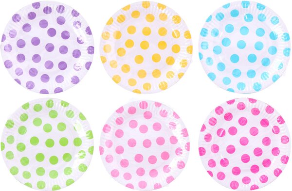 TÁNYÉR 18CM PAPÍR 6DB 6FÉLE PÖTTYÖS