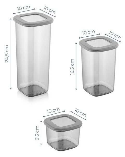 Műanyag tárolódoboz szett, 12 db-os, szürke - EPICIER