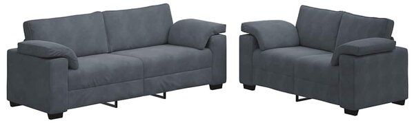 Kétdb sötétszürke bársony kanapégarnitúra párnákkal