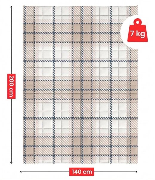 Súlyozott takaró GRAVIA SANDORA 140 × 200 cm, 7 kg, világos bézs