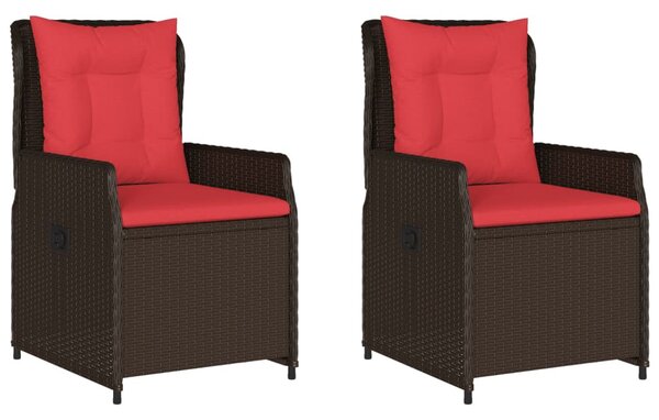 2 db barna polyrattan dönthető kerti szék