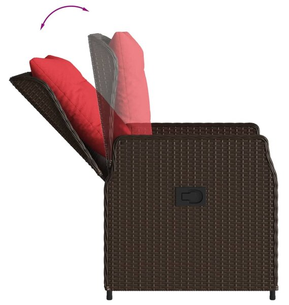 2 db barna polyrattan dönthető kerti szék