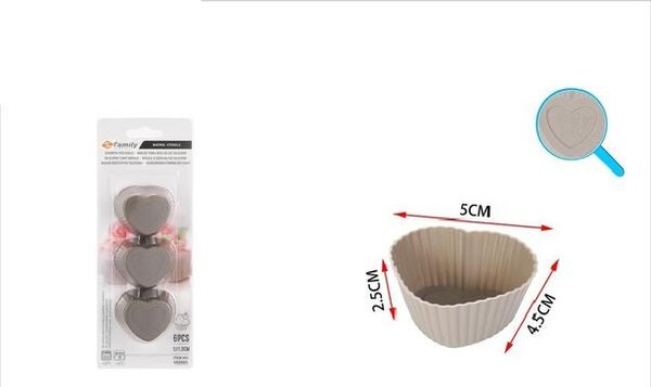 MUFFIN FORMA SZÍV SZILIKON 5X4X1,2CM 6DB/CSOM