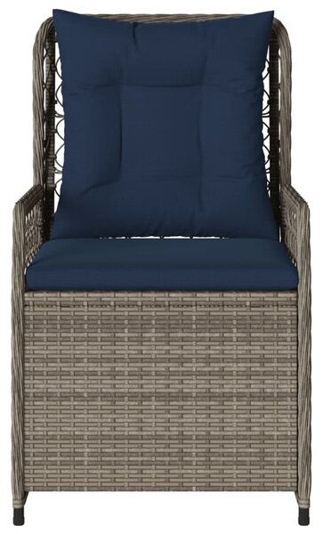 2 db szürke polyrattan dönthető kerti szék