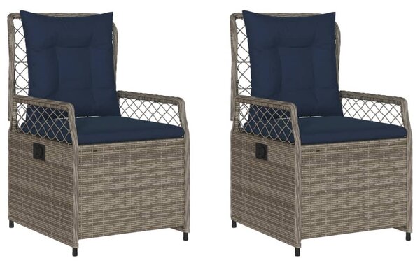 2 db szürke polyrattan dönthető kerti szék