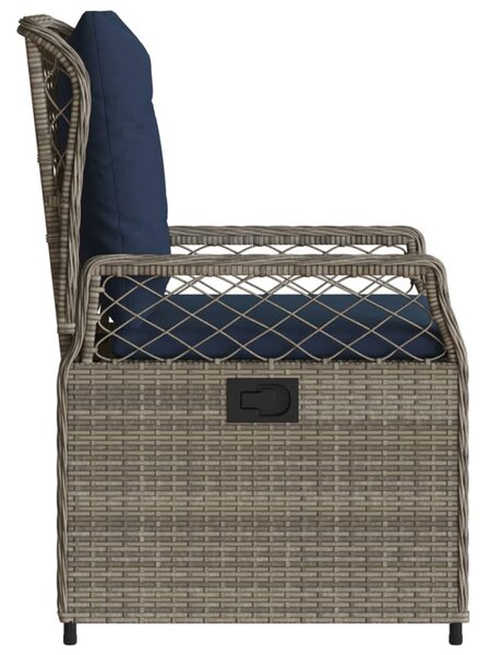 2 db szürke polyrattan dönthető kerti szék