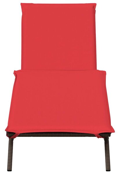 Barna polyrattan napozóágy párnával
