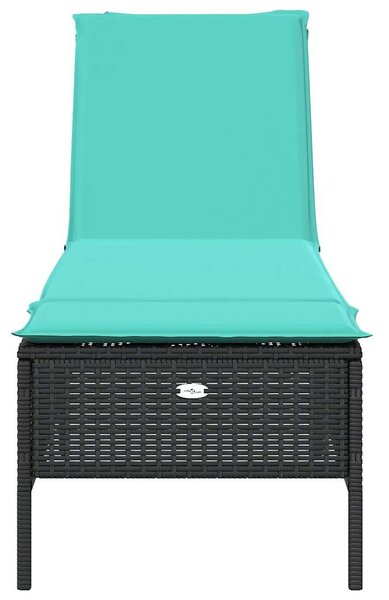 Fekete polyrattan napozóágy párnával