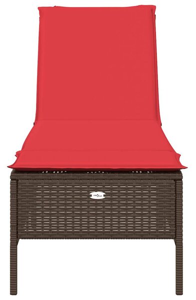 Barna polyrattan napozóágy párnával