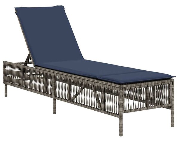 Szürke polyrattan napozóágy párnával
