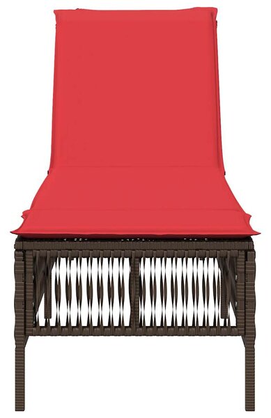 Barna polyrattan napozóágy párnával