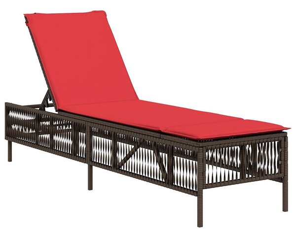 Barna polyrattan napozóágy párnával