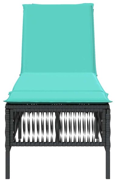 Fekete polyrattan napozóágy párnával