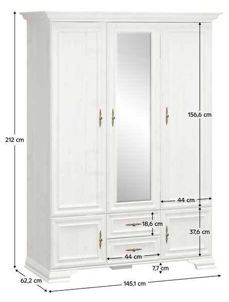 KONDELA Szekrény tükörrel, andersen fenyő, IRINA 5D2S