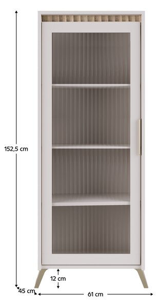 KONDELA Vitrin, kasmír/sonoma tölgy, LONGY REG1W