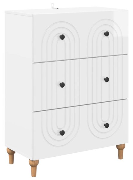 Fiókos szekrény Magasfényű Fehér 66 x 34,5 x 90 cm Szerelt Fa