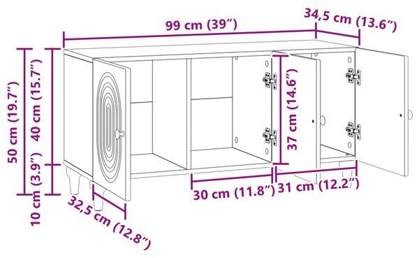 TV szekrény Betonszürke 99 x 34,5 x 50 cm Szerelt Fa
