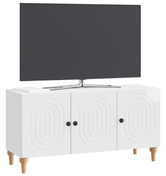 TV szekrény 99 x 34,5 x 50 cm Magasfényű Fehér Szerelt Fa