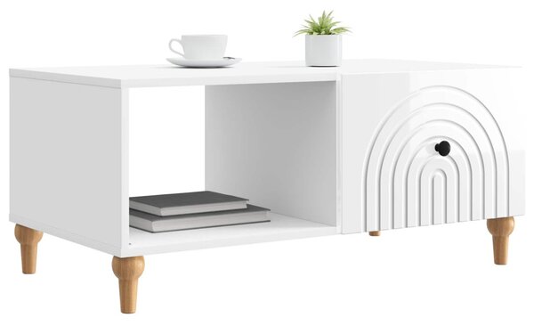 Dohányzóasztal Magasfényű Fehér 90 x 50 x 40 cm Szerelt Fa