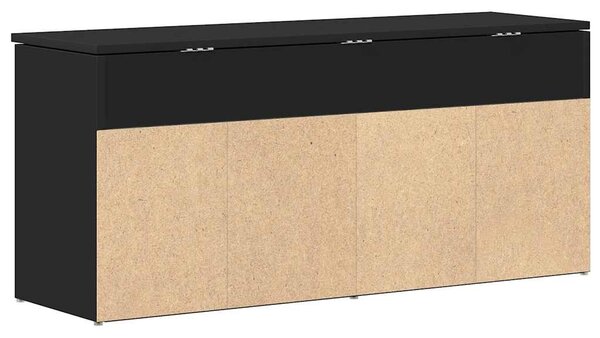 Fekete cipőpad 102 x 30,5 x 45 cm rétegelt fából