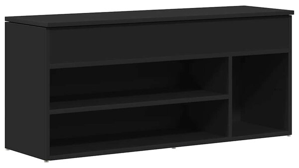 Fekete cipőpad 102 x 30,5 x 45 cm rétegelt fából