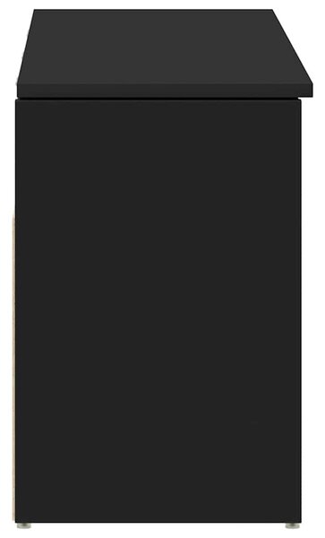 Fekete cipőpad 102 x 30,5 x 45 cm rétegelt fából