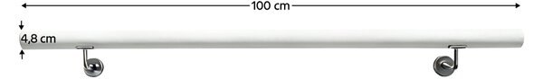 KONDELA Fogantyú/korlát, tömör fa, fehér, 100 cm, MANEL TYP 1