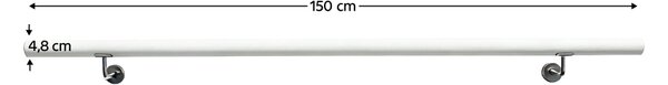 KONDELA Fogantyú/korlát, tömör fa, fehér, 150 cm, MANEL TYP 3