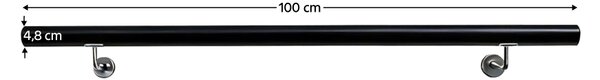 KONDELA Fogantyú/korlát, tömör fa, fekete, 100 cm, MANEL TYP 1