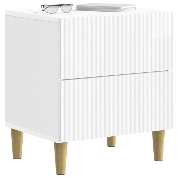 Éjjeliszekrény fiókkal 2 pcs Magasfényű Fehér 43 x 34,5 x 48 cm