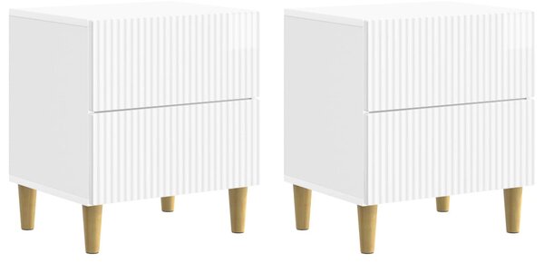 Éjjeliszekrény fiókkal 2 pcs Magasfényű Fehér 43 x 34,5 x 48 cm