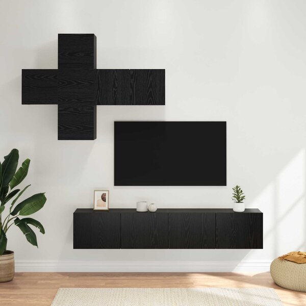 TV szekrény garnitúra Falra szerelhető 3 pcs Szerelt Fa