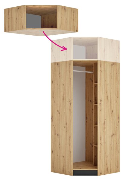 KONDELA Sarokszekrény-bővítmény korpusz, artisan tölgy, KREO