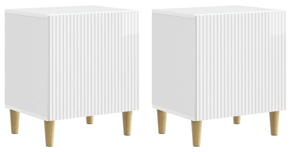 Éjjeliszekrény 2 pcs Magasfényű Fehér 43 x 34,5 x 50 cm
