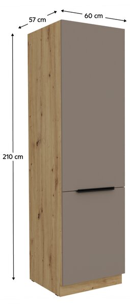 KONDELA Magas szekrény, sandgrau/artisan tölgy, FRISBO 60 DK-210 2F