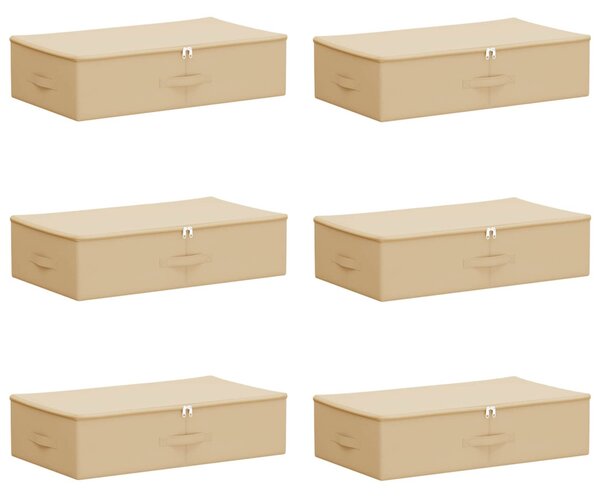 Tároló Doboz 6 pcs Krémszínű 70 x 40 x 18 cm Nem szőtt textil