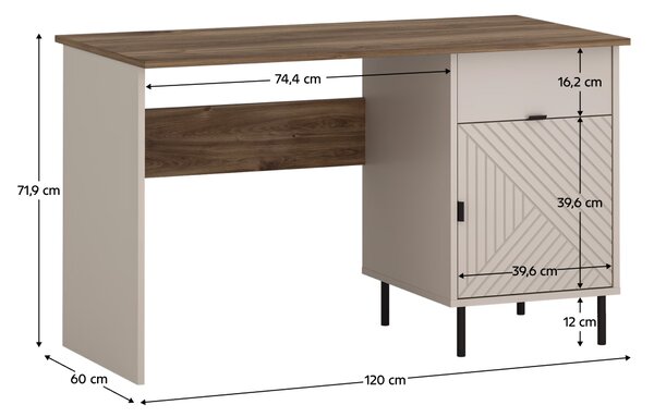 KONDELA EYCO 1D1S/120 PC asztal, kasmír/castello tölgy