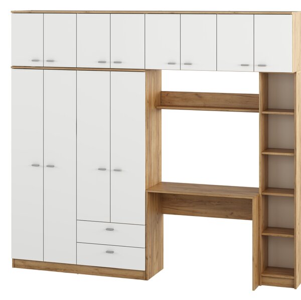 KONDELA Diákbútor szett, artisan tölgy/fehér, ORBI