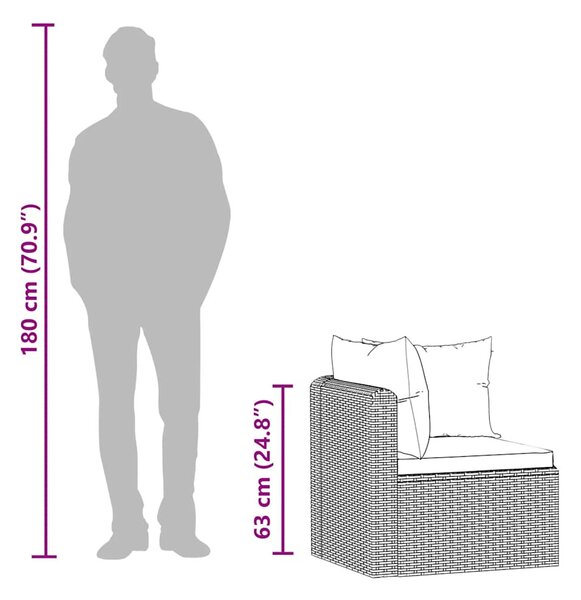 5 részes fekete polyrattan kerti társalgószett párnákkal