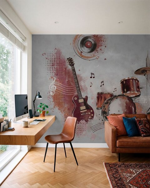 Fotótapéta Hangszerek meleg bordó árnyalatokban, Fotótapéta egyedi, w05546v1 : Uwalls.hu